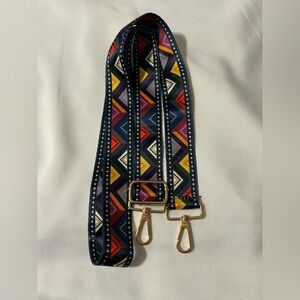 Canvas Women’s adjustable crossbody bag strap geometric pattern gold hardware